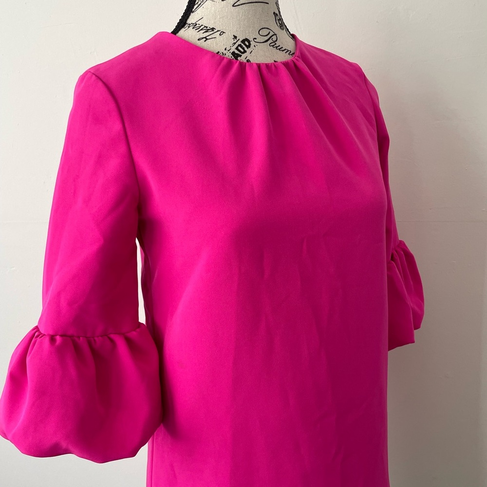 Milly Minis 12 Hot Pink Bell Ruffle Sleeve Shift Dress Barbiecore